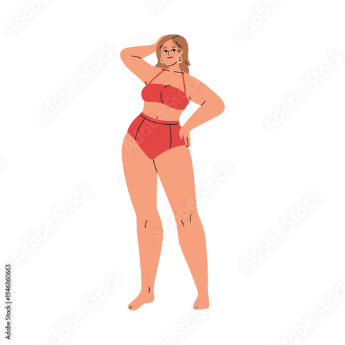 plus size woman in a swimsuit standing