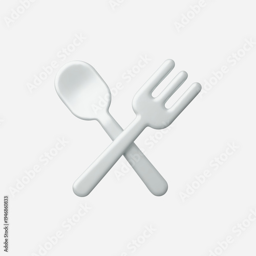 3d Realistic Spoon and Fork icon vector illustration