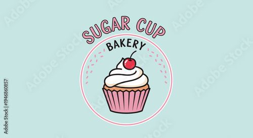 Pink cupcake with white frosting.