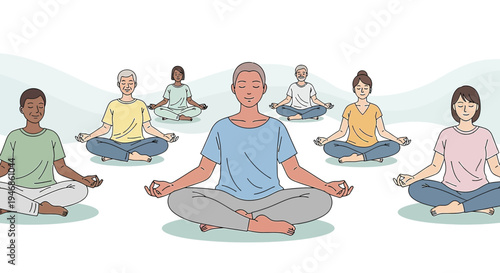 Diverse Group Meditating Together Outdoors