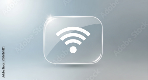 Glass Wi-Fi Icon Symbol Technology Connection Internet Signal.