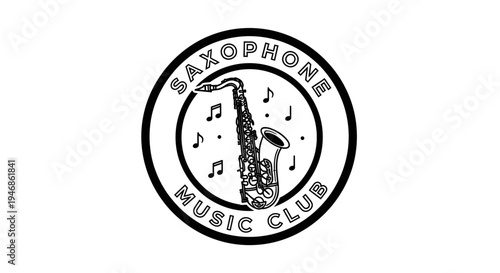 Saxophone music club logo illustration.