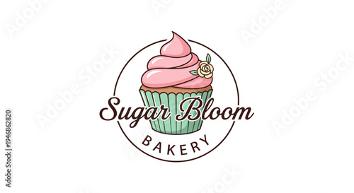 Sugar Bloom Bakery Cupcake Logo Design 4.
