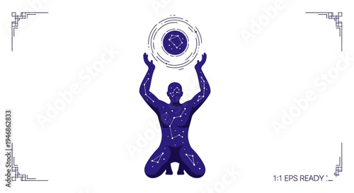 Mystic Figure Holding Celestial Constellation Circle