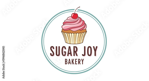 Sugar Joy Bakery Cupcake Logo Design 1.