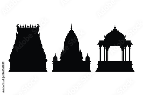 Indian temple silhouettes