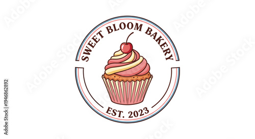 Sweet Bloom Bakery Cupcake Logo Design.
