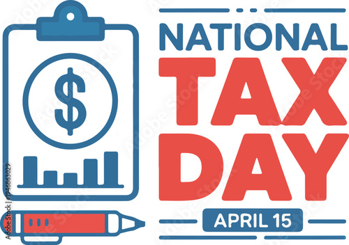 National tax day graphic with red and blue text