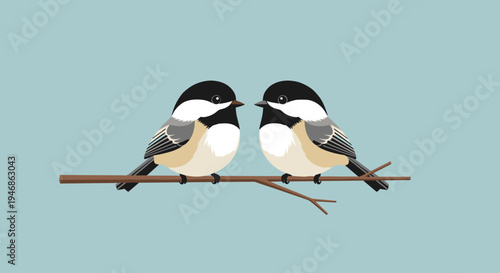 Two small birds on a branch.