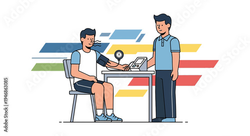 Doctor checking patient's blood pressure with sphygmomanometer, health checkup concept