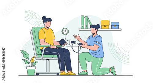Doctor checking patient's blood pressure, medical check-up, healthcare concept