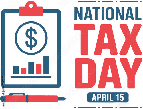 National Tax Day on April 15 United States to declare their income tax vector