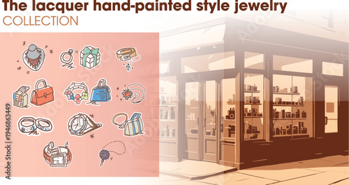 The lacquer hand-painted style jewelry set