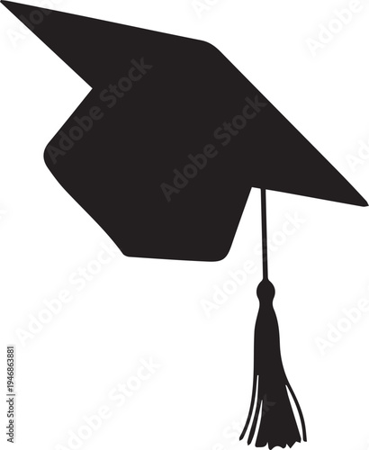 Graduation cap vector with tassel silhouette illustration line art for college degree icon