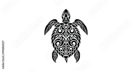 Intricate black turtle design with detailed patterns a striking silhouette