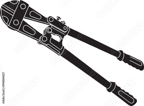 Bolt Cutter Vector Illustration Heavy Duty Hand Tool Icon Minimalist Black and White Line Art