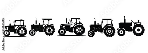 Farm Tractor Silhouette Collection for Agriculture Industry.