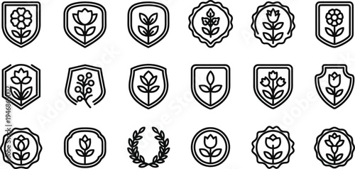 Black and white floral heraldic emblems floral emblems heraldic shields crests