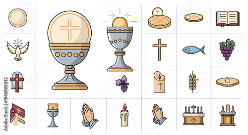 Religious Symbols and Icons in Vector Format, Digital Illustration, Faith-Based Environment, Inspirational Design