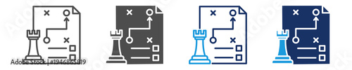strategy planning icon set with multi concept