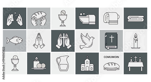 Religious Symbols, Faith, Community, Spirituality, Icons, Graphic Design, Minimalist, Digital Art