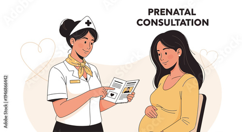 Doctor Consults Pregnant Woman: Prenatal Care, Health Checkup, Expecting Mother