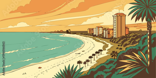 USA, US, U.S, United States - Panama City Beach white sand beach sunset panorama Gulf Coast tropical vibe
