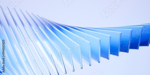 Fotografija Abstract 3d render background, blue translucent glass plates arranged in a geometric spiral