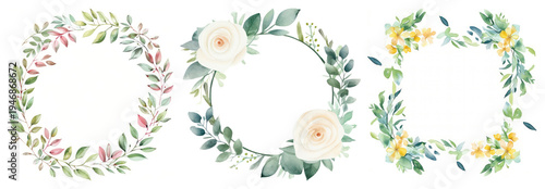 PNG Floral wreaths with vibrant colors on transparent background