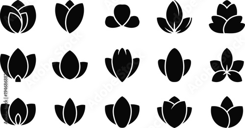 Black lotus flower white silhouette