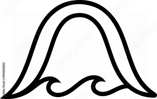Abstract illustration of a wave and a mountain, simple design.