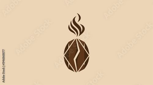 Abstract illustration of a stylized pineapple with flame on top.