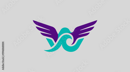 Abstract Logo Design - A Creative Emblem with Wings and Waves.