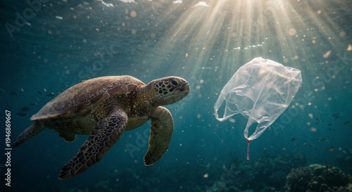 sea turtle swimming in water
