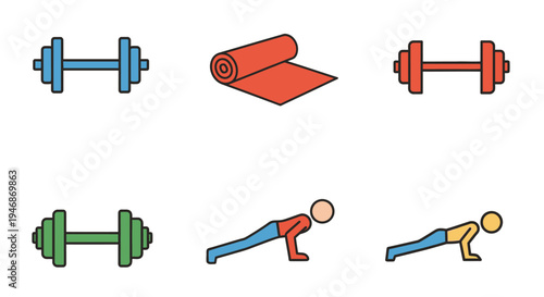 People doing push-ups with dumbbells.
