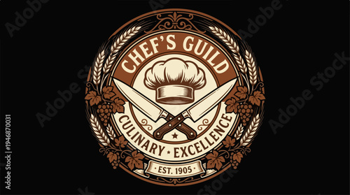 Chefs Guild Culinary Excellence Logo Design Illustration.