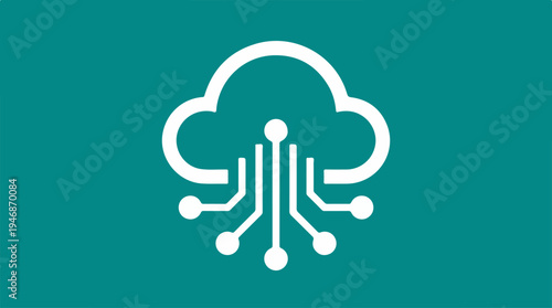 Cloud computing technology concept with digital circuit design.