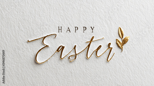Easter card. Golden text of 