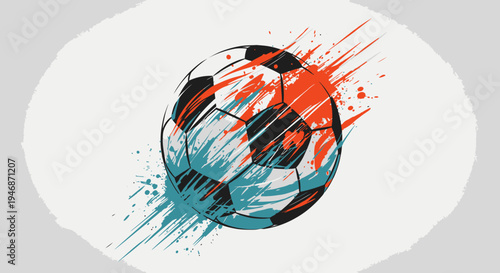 Dynamic Soccer Ball Football with Vibrant Paint Splatters Representing Sport and Energy in Bright Studio