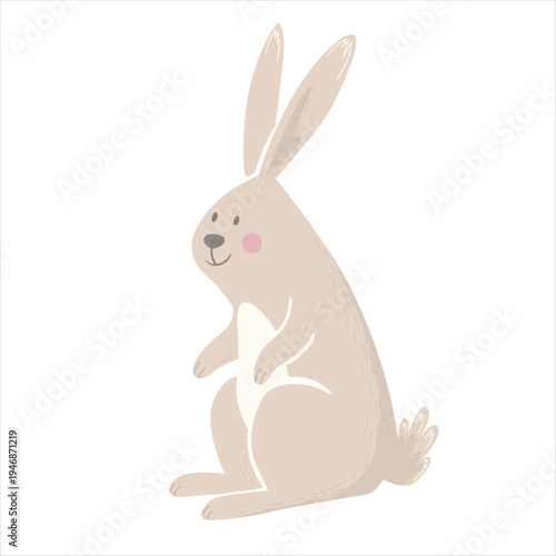 Vector illustration of a rabbit on a white background. Cartoon style.