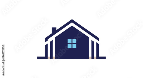 Modern Minimalist House Icon Representing Real Estate or Home Property on Isolated White Background