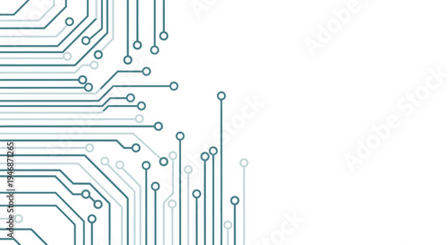 Abstract Printed Circuit Board PCB Lines and Connections on Isolated White Background
