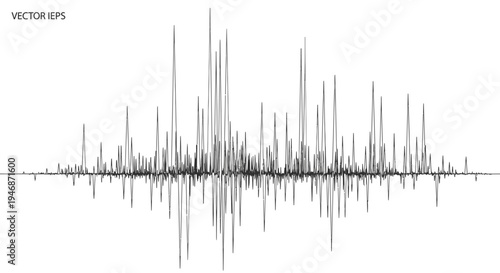 Abstract Audio Sound Waveform Visualization on Isolated White Background