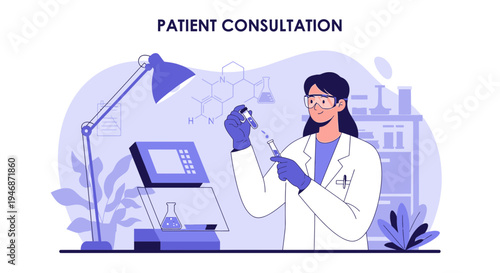 Doctor preparing syringe for patient consultation in modern clinic laboratory