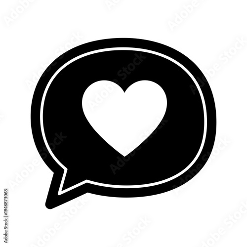 Social Media Love Icon Sharing Affection Online: Modern communication bubble expressing heartfelt emotions and digital relationships within cyberspace for valentine's day promotions, blog graphics