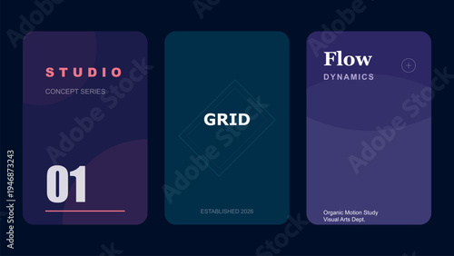 Dark purple UI card templates for app design
