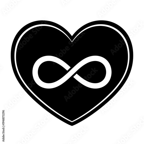 Endless Love Symbol Illustration: Representing eternal affection and devotion within a heart shape, a timeless icon for wedding designs, anniversaries, and romantic gifts.  The infinity loop symbolize