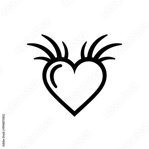 Heart with Roots Symbolising Growth and Vitality on White Backdrop, Icon for Love, Life,  Health, Healthcare, Natural Affinity, Vegan Emblem, Organic Purity, Romantic Wellness, Environmental Spirit
