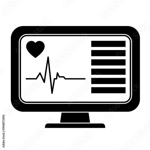 Heart Rate Monitor Displaying Vital Signs in Hospital Setting, Electronic Medical Device Showing Pulse Rhythm and Health Statistics for Patient Care and Emergency Response, Graphic Vector Illustration