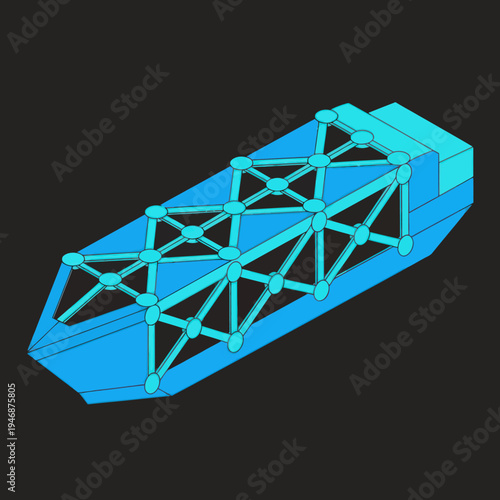 3D Model of Blue Truss Bridge Structure.